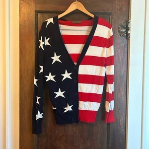 American flag button down cardigan